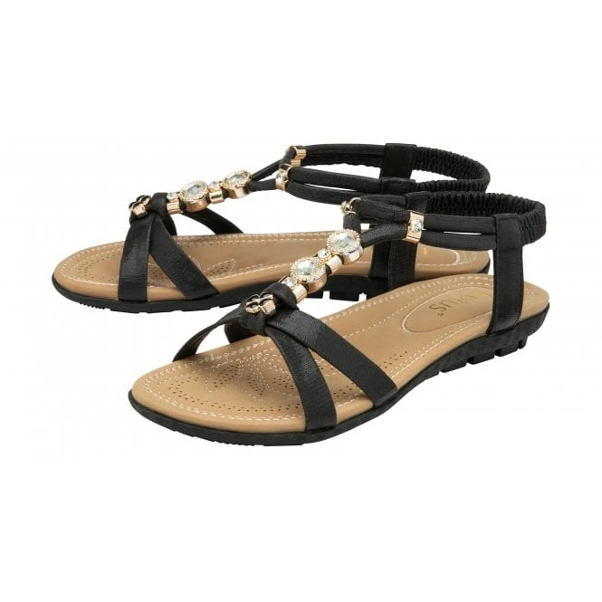Black Bettina Flat Open-Toe Sandals | Lotus 2 Black Bettina Flat Open-Toe Sandals | Lotus - Image 2