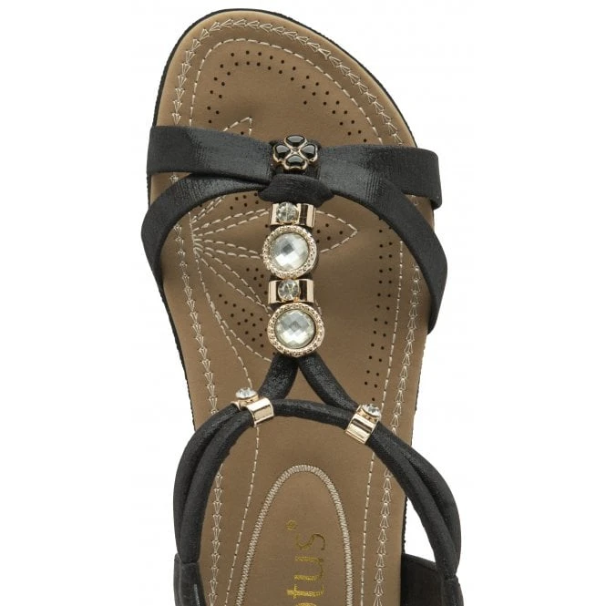 Black Bettina Flat Open-Toe Sandals | Lotus 4 Black Bettina Flat Open-Toe Sandals | Lotus - Image 4