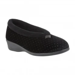 Black Beverley Velour Slippers | Lotus