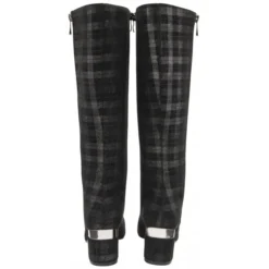 Black Check Rochelle Heeled Knee High Boots | Lotus -Lotus Sale black check rochelle heeled knee high boots lotus p13531 32350 medium