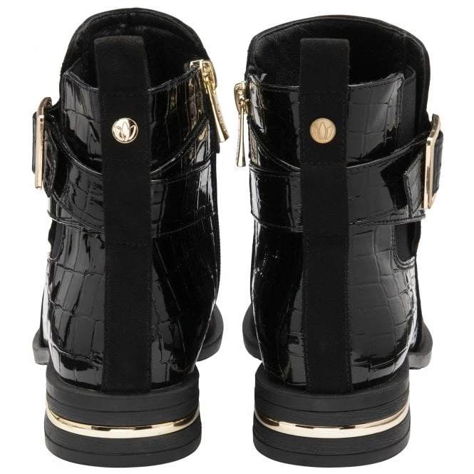 Black & Croc-Print Laurel Ankle Boots | Lotus 3 Black & Croc-Print Laurel Ankle Boots | Lotus - Image 3