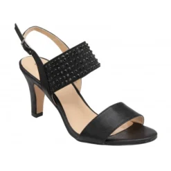Lotus Sale 15 Black & Diamante Aurora Heeled Sandals | Lotus