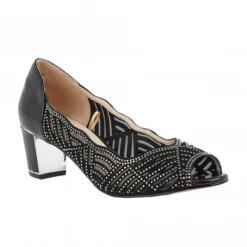 Lotus Sale 21 Black & Diamante Immy Open-Toe Shoes | Lotus