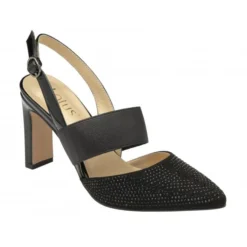 Lotus Sale 23 Black & Diamante Joie Slingback Court Shoes | Lotus