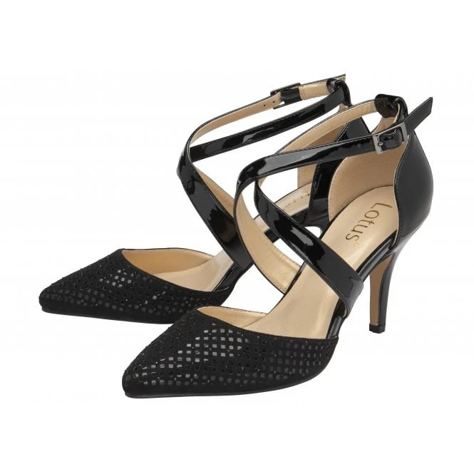 Black & Diamante Sophia Court Shoes | Lotus 2 Black & Diamante Sophia Court Shoes | Lotus - Image 2