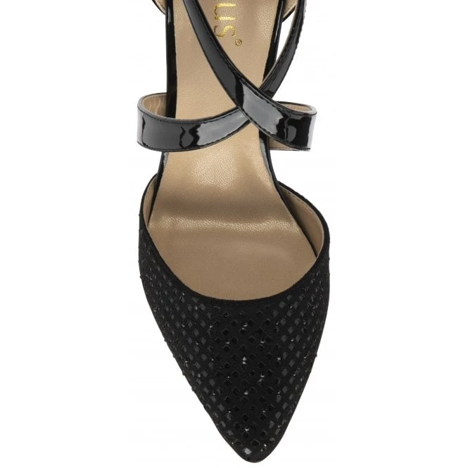 Black & Diamante Sophia Court Shoes | Lotus 4 Black & Diamante Sophia Court Shoes | Lotus - Image 4