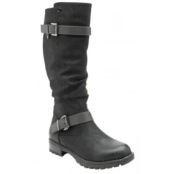 Black & Grey Robin Knee High Boots | Lotus