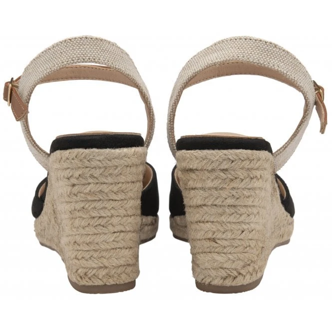 Black Katie Espadrille Wedge Shoes | Lotus 3 Black Katie Espadrille Wedge Shoes | Lotus - Image 3