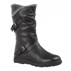 Black Leather Jolanda Mid-Calf Boots | Lotus