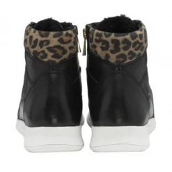 Black Leather & Leopard-Print Saskia High Top Trainers | Stressless By Lotus -Lotus Sale black leather leopard print saskia high top trainers stressless by lotus p13045 30855 medium