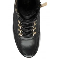 Black Leather & Leopard-Print Saskia High Top Trainers | Stressless By Lotus -Lotus Sale black leather leopard print saskia high top trainers stressless by lotus p13045 30856 medium