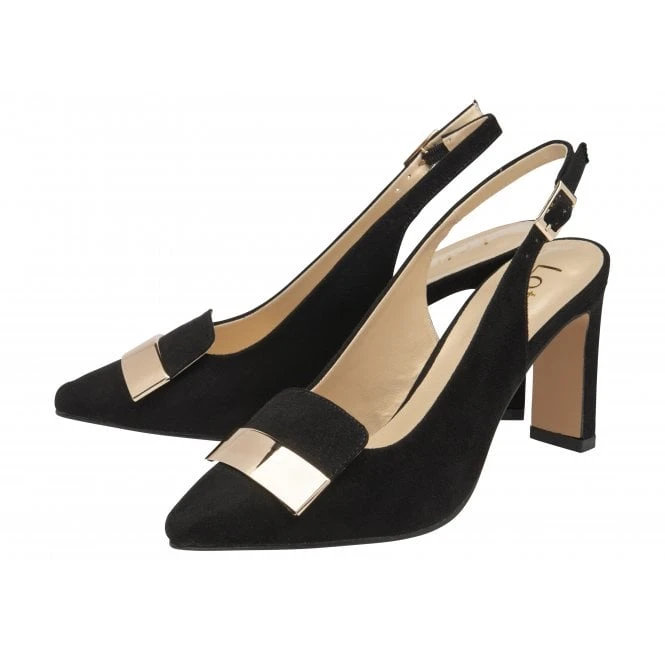 Black Microfibre Elyse Slingback Court Shoes | Lotus 2 Black Microfibre Elyse Slingback Court Shoes | Lotus - Image 2