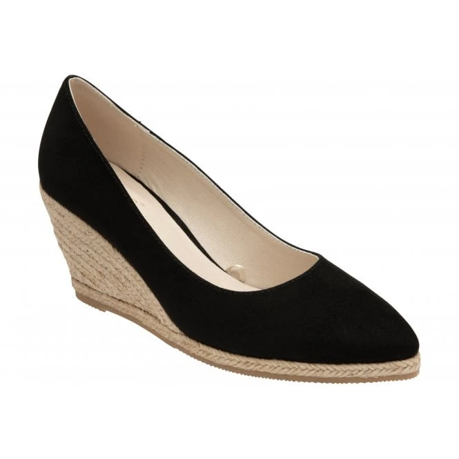 Black Microfibre Giselle Wedge Shoes | Lotus 1 Black Microfibre Giselle Wedge Shoes | Lotus