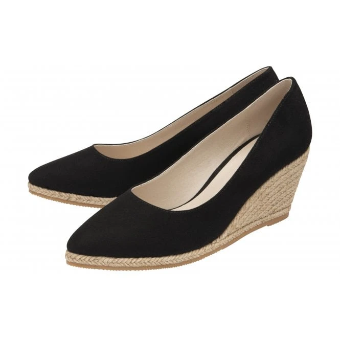 Black Microfibre Giselle Wedge Shoes | Lotus 2 Black Microfibre Giselle Wedge Shoes | Lotus - Image 2