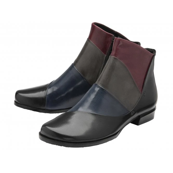 Black Multi-Leather Bethan Zip-Up Ankle Boots | Lotus 2 Black Multi-Leather Bethan Zip-Up Ankle Boots | Lotus - Image 2