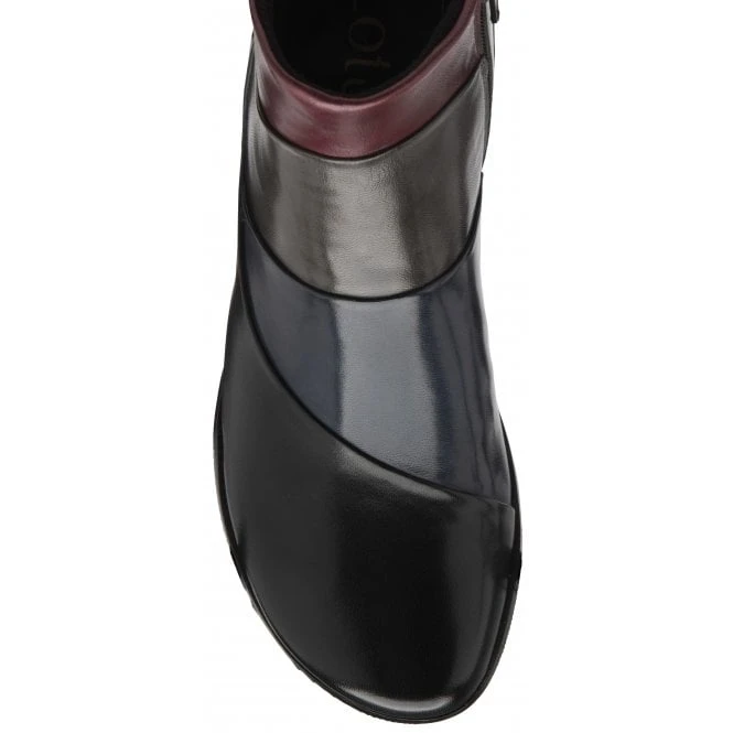 Black Multi-Leather Bethan Zip-Up Ankle Boots | Lotus 4 Black Multi-Leather Bethan Zip-Up Ankle Boots | Lotus - Image 4