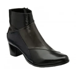 Black Multi-Leather Booker Heeled Ankle Boots | Lotus