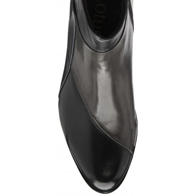 Black Multi-Leather Booker Heeled Ankle Boots | Lotus 4 Black Multi-Leather Booker Heeled Ankle Boots | Lotus - Image 4