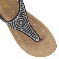 Black Orla Flat Toe-Post Sandals | Lotus -Lotus Sale black orla flat toe post sandals lotus p12522 28337 medium