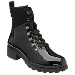 Black Patent Alder Zip-Up Ankle Boots | Lotus