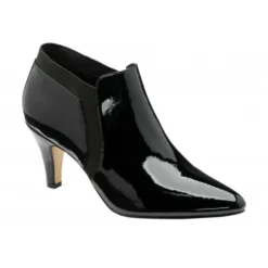 Black Patent Kristina Pointed Toe Shoe-Boots | Lotus