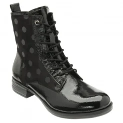 Black Patent Leather Hawaii Ankle Boots | Lotus