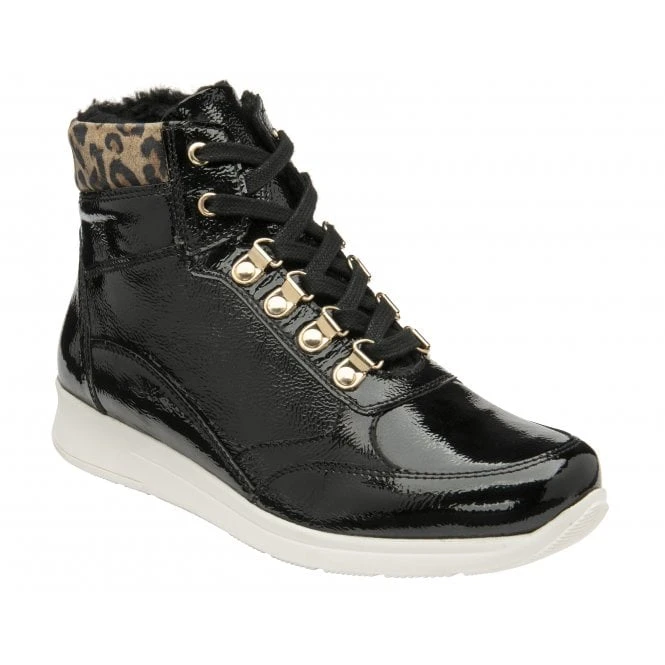 Black Patent Leather & Leopard-Print Saskia High Top Trainers | Stressless By Lotus 1 Black Patent Leather & Leopard-Print Saskia High Top Trainers | Stressless By Lotus