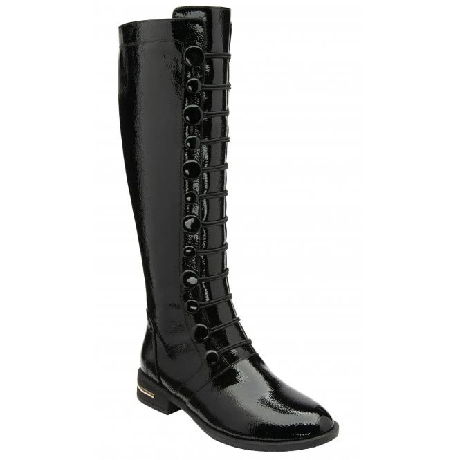 Black Patent Lisa Knee High Boots | Lotus 1 Black Patent Lisa Knee High Boots | Lotus