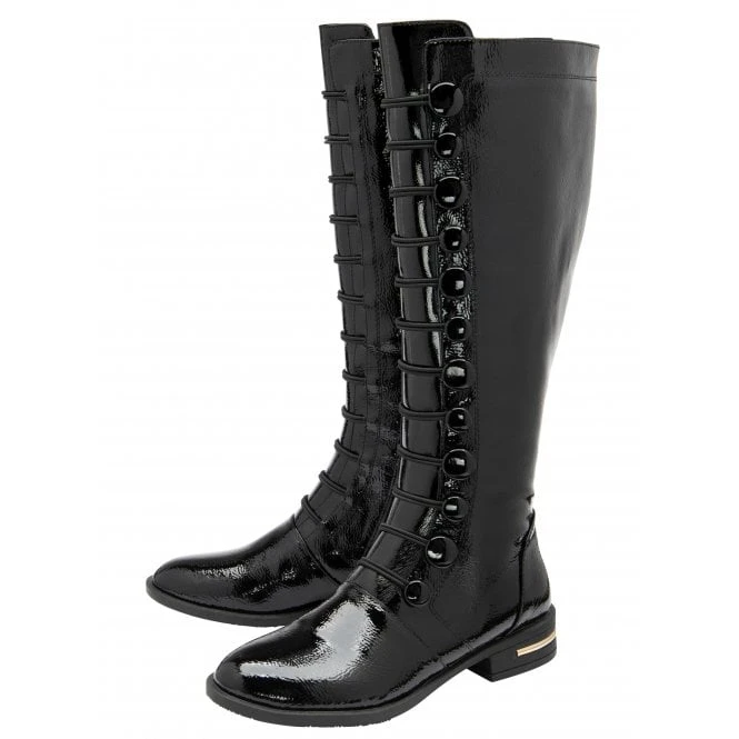 Black Patent Lisa Knee High Boots | Lotus 2 Black Patent Lisa Knee High Boots | Lotus - Image 2