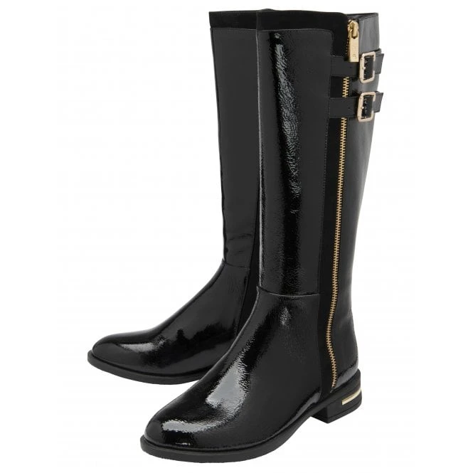 Black Patent Louella Knee High Boots | Lotus 2 Black Patent Louella Knee High Boots | Lotus - Image 2