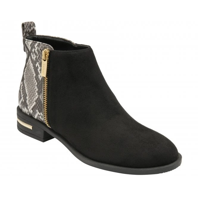 Black & Snake-Print Anneka Ankle Boots | Lotus 1 Black & Snake-Print Anneka Ankle Boots | Lotus