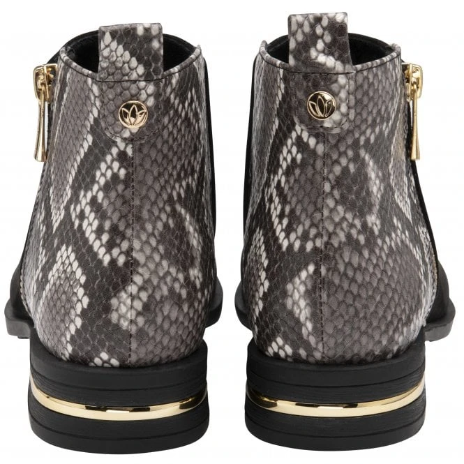 Black & Snake-Print Anneka Ankle Boots | Lotus 3 Black & Snake-Print Anneka Ankle Boots | Lotus - Image 3