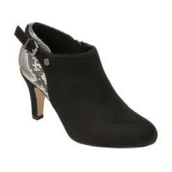 Black & Snake-Print Ramona Heeled Shoe-Boots | Lotus