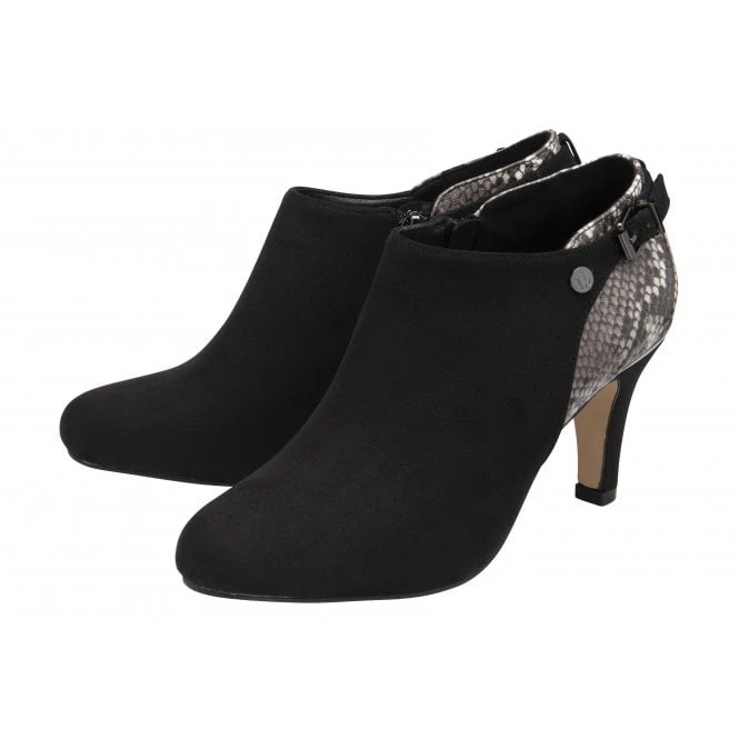 Black & Snake-Print Ramona Heeled Shoe-Boots | Lotus 2 Black & Snake-Print Ramona Heeled Shoe-Boots | Lotus - Image 2