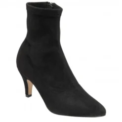 Black-Stretch Microfibre Camilla Ankle Boots | Lotus