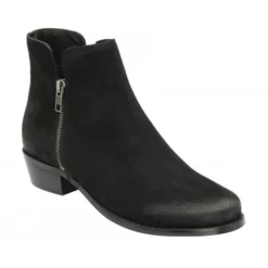 Black Suede Daisy Zip-Up Ankle Boots | Lotus