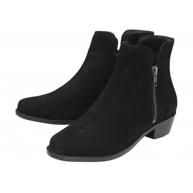 Black Suede Daisy Zip-Up Ankle Boots | Lotus 2 Black Suede Daisy Zip-Up Ankle Boots | Lotus - Image 2