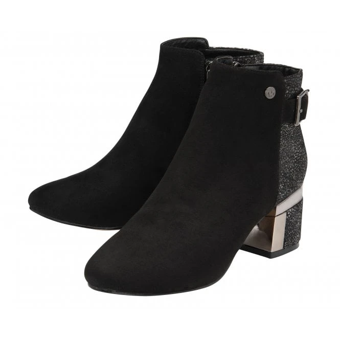 Black Textile Cassandra Heeled Ankle Boots | Lotus 2 Black Textile Cassandra Heeled Ankle Boots | Lotus - Image 2