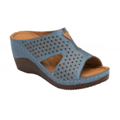 Blue Leather Genevieve Mule Sandals | Lotus
