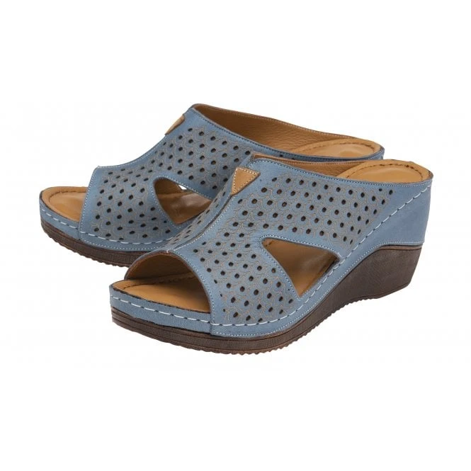 Blue Leather Genevieve Mule Sandals | Lotus 2 Blue Leather Genevieve Mule Sandals | Lotus - Image 2