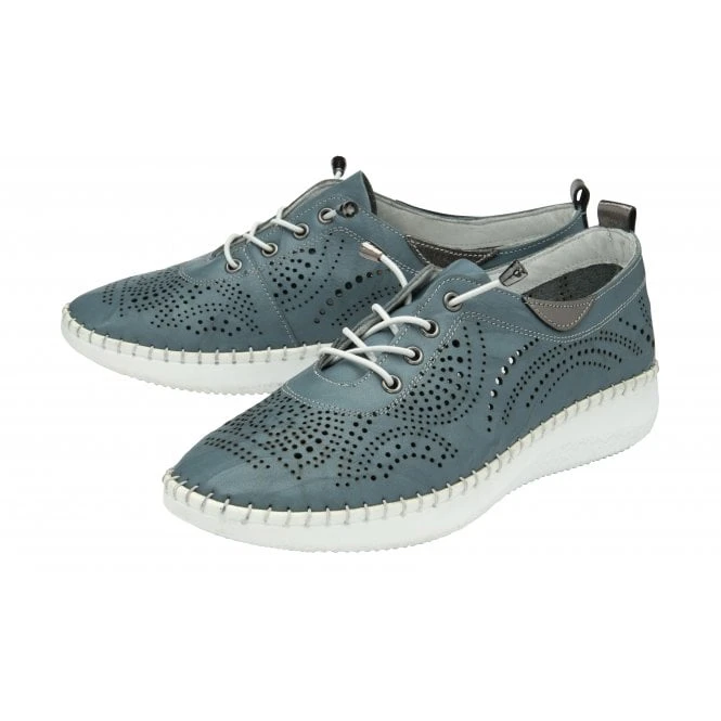 Blue Leather Katya Casual Shoes | Lotus 2 Blue Leather Katya Casual Shoes | Lotus - Image 2