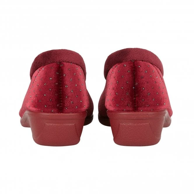 Bordo Beverley Velour Slippers | Lotus 3 Bordo Beverley Velour Slippers | Lotus - Image 3