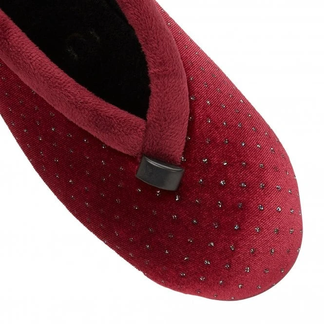 Bordo Beverley Velour Slippers | Lotus 4 Bordo Beverley Velour Slippers | Lotus - Image 4