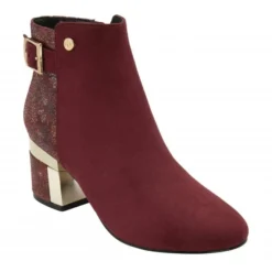 Bordo Textile Cassandra Heeled Ankle Boots | Lotus