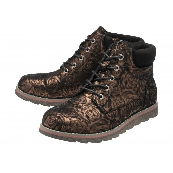 Bronze Floral-Print Nova Ankle Boots | Lotus 2 Bronze Floral-Print Nova Ankle Boots | Lotus - Image 2