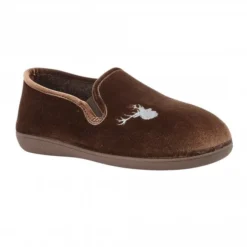 Brown Clarence Velour Slippers | Lotus