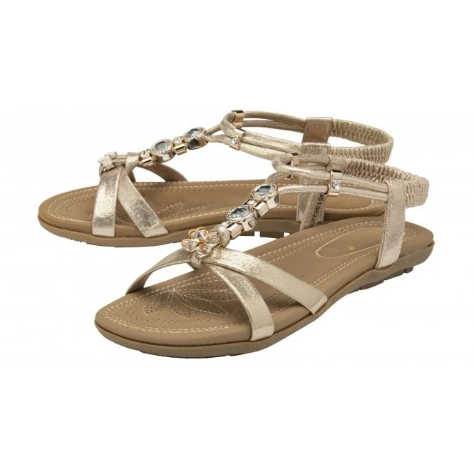 Gold Bettina Flat Open-Toe Sandals | Lotus 2 Gold Bettina Flat Open-Toe Sandals | Lotus - Image 2