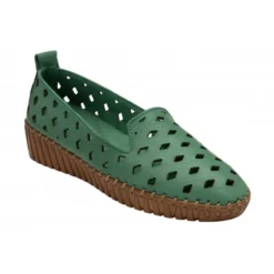 Green Leather Karson Slip-On Shoes | Lotus