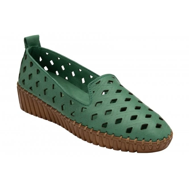 Green Leather Karson Slip-On Shoes | Lotus 1 Green Leather Karson Slip-On Shoes | Lotus