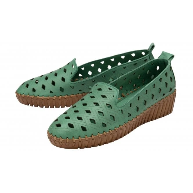 Green Leather Karson Slip-On Shoes | Lotus 2 Green Leather Karson Slip-On Shoes | Lotus - Image 2
